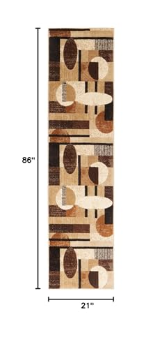 Home Dynamix Tribeca Jasmine Modern Runner Rug, Abstract Brown/Beige 1'9"x7'2"