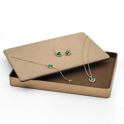 KOLOKAL Metal Jewelry Tray, Valet Tray, Bedside Table and Desktop Organizer. It is Stackable and can be Used to Display Watches, Rings, Earrings and Bracelets（Brown）