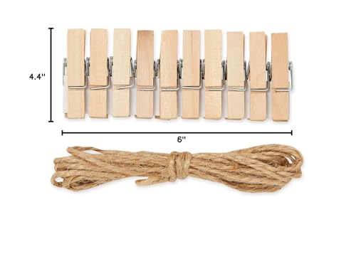 Juvale Paper Photo Frames Hanging Kit - 4x6, Brown, 50 Pack, Rustic Eclectic - Bulk Picture Frames & Photo String with Clips