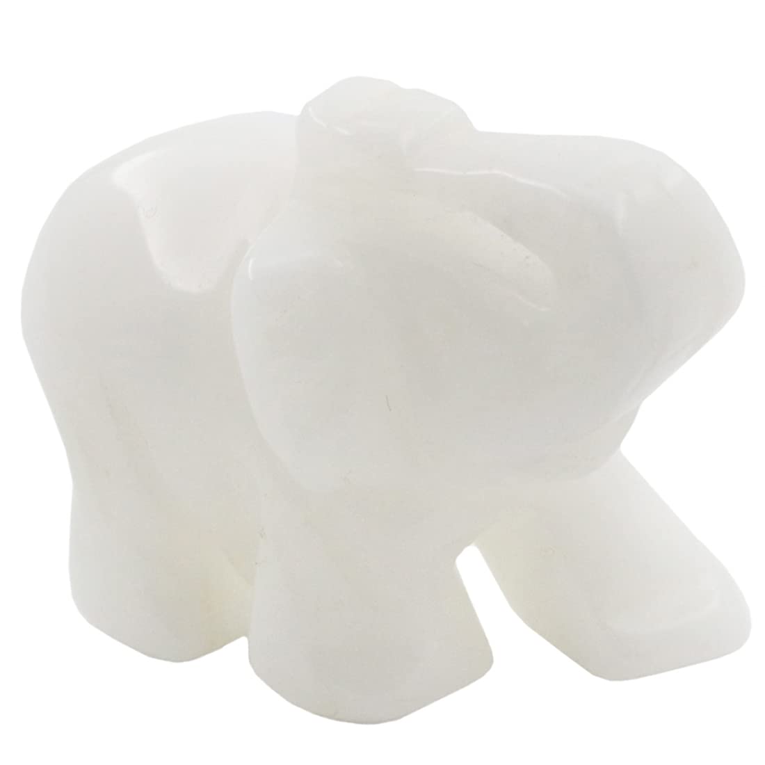 Ouubuuy White Jade Crystal Elephant Pocket Guardian Figurine Elephant Statue 1.5 inch for Healing Reiki Spiritual Gift Cute Meditation Office Room Desk Decor