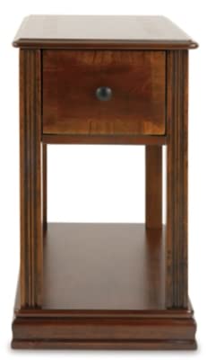 Signature Design by Ashley Breegin Chair Side End Table, 1 Drawer, 1 Fixed Shelf, Veneers, Wood, 13.13" W x 22.13" D x 23" H, Brown