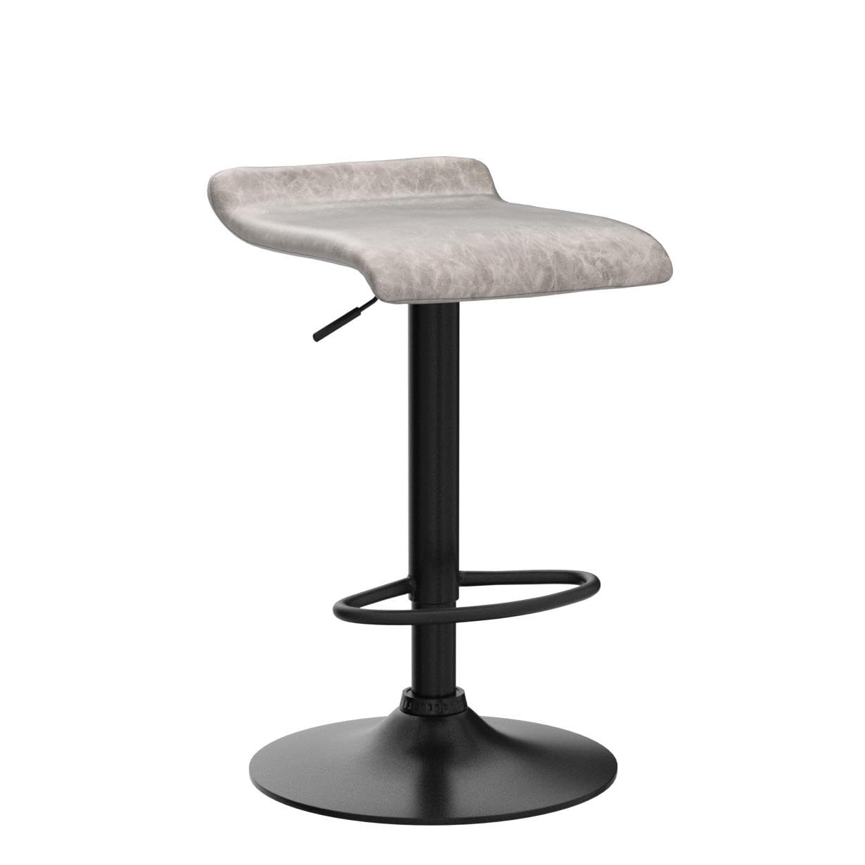 Finnhomy Bar Stools Set of 2 Counter Height, Swivel Barstools with Footrest and Backless, Height Adjustable Rustic Bar stools for Kitchen, Vintage Leather, Retro Grey