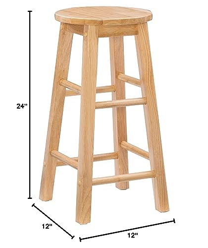 Linon Natural Barstool with Round Seat, 24-Inch