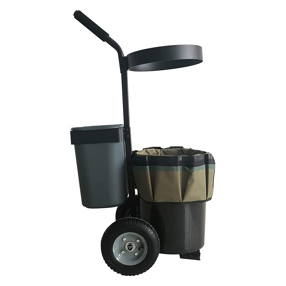 Yeeoy Rolling Garden Cart, Heavy Duty Lawn Yard Tool Cart, Mobile Gardening Cart Outdoor Beach Trolley Bucket Cart with 5 Gallon Bucket Oxford Bag for Tool Organizer