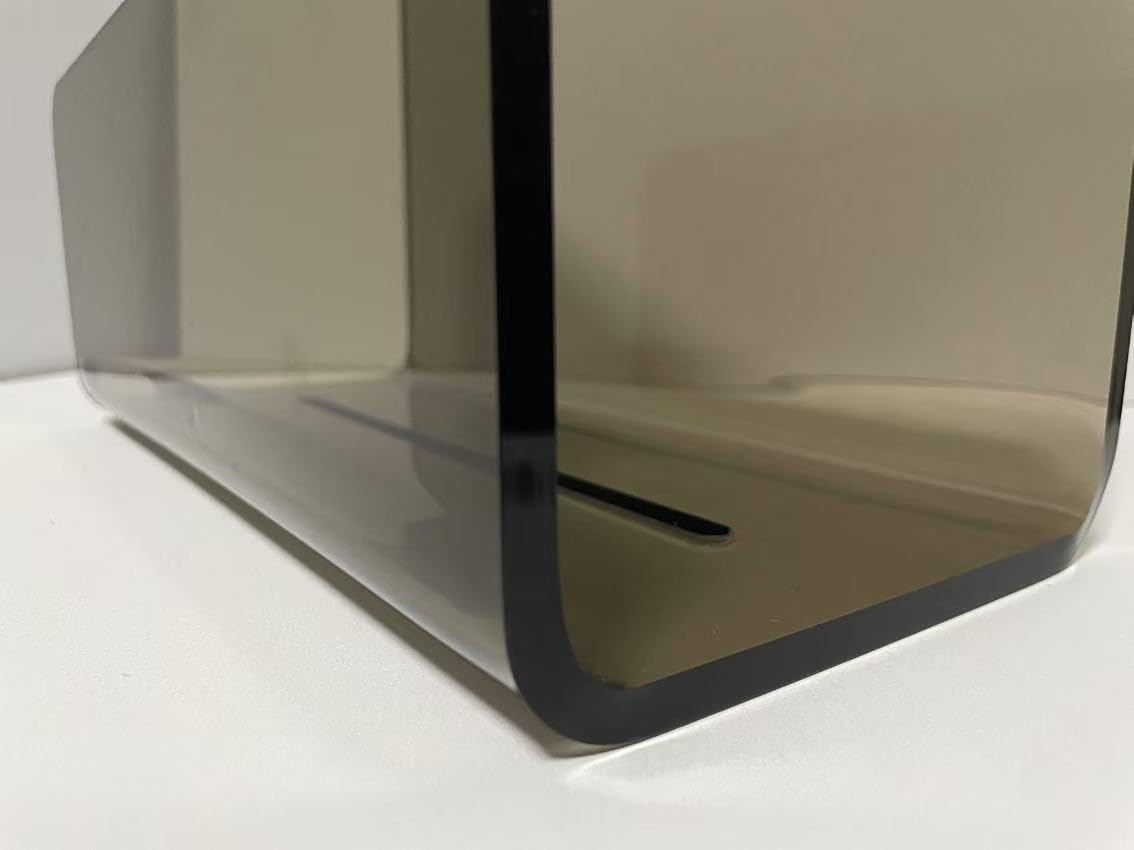 brilliant choice Magazine Holder, Brown Clear Acrylic with Stainless Steel Handle, Tabletop Display Stand