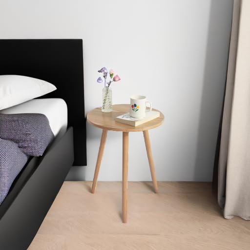 AWASEN Side Table Round, Small Accent Table Nightstand Modern End Table for Living Room Bedroom Office Small Spaces, 15.7''D x 19.69''H(Natural Walnut)