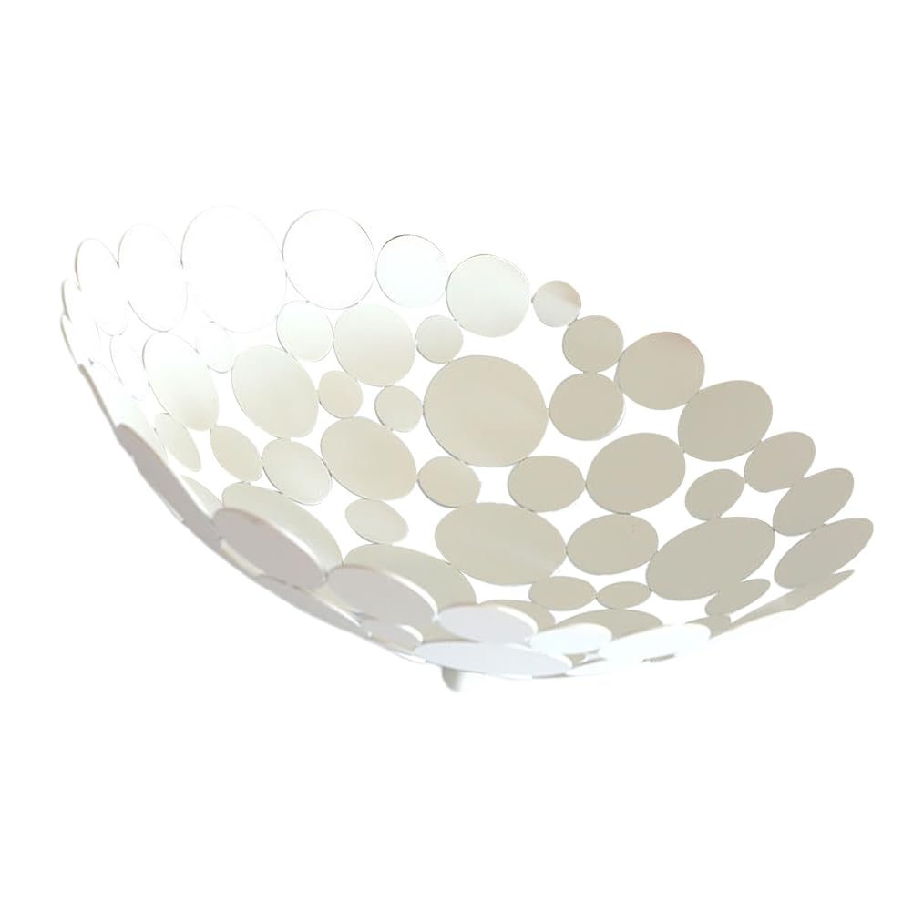 TOPBATHY Metal Fruit Bowl, Decorative Petal Shaped Iron Arts Basket, Countertop Storage Bowls for Fruit, Vegetable, Snack (White)