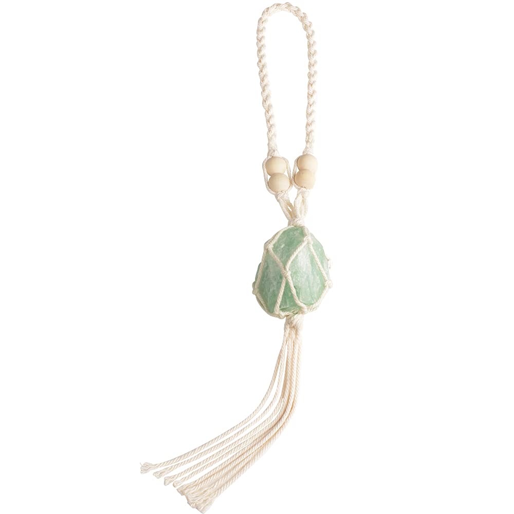 VNVETYTO Natural Green Fluorite Meditation Healing Crystals Feng Shui Hanging Ornament for Car, Window, Home Decor
