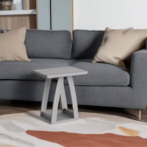 FROMJBEST End Tables Living Room, Side Table Beside Sofa, Nightstand for Bedroom, Couch Side Table with Shelf, Modern End Table for Living Room, Grey End Table