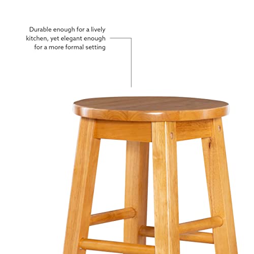 Linon Natural Barstool with Round Seat, 24-Inch