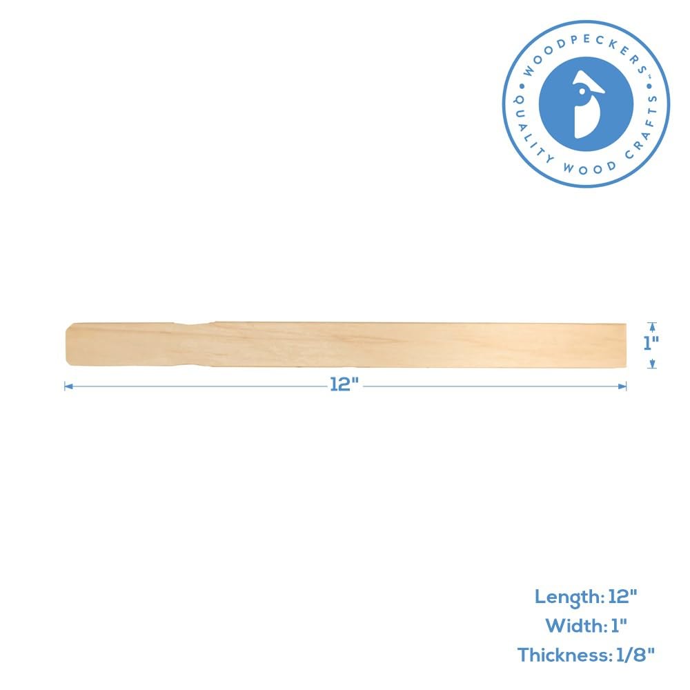12 Inch Paint Sticks, Box of 50 Hardwood Paint Stirrers, Wood Mixing Paddles for Epoxy or Resin, Garden or Library Markers by Woodpeckers