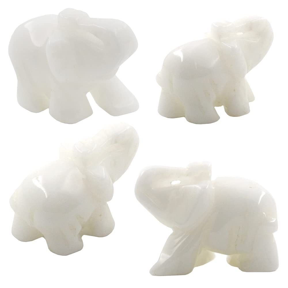 Ouubuuy White Jade Crystal Elephant Pocket Guardian Figurine Elephant Statue 1.5 inch for Healing Reiki Spiritual Gift Cute Meditation Office Room Desk Decor
