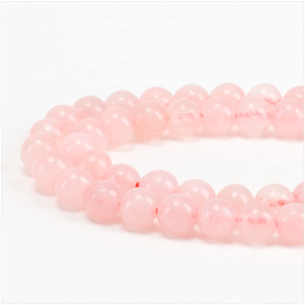 Cherry Tree Collection | 100PCS 6mm Rose Quartz Gemstone Round Beads for Jewelry Making | Includes Storage Box, Elastic String, and Needles