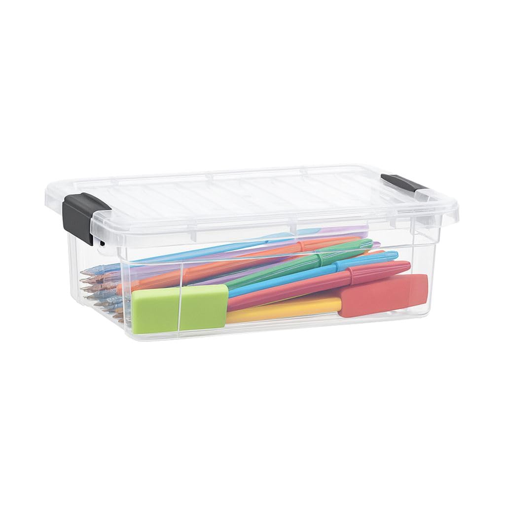 Superio Clear Storage Boxes with Lids, 1.27 Quart Plastic Container Bins for Organizing, Stackable Crates, BPA Free, Non Toxic, Odor Free, Organizers for Home, Office and Dorm