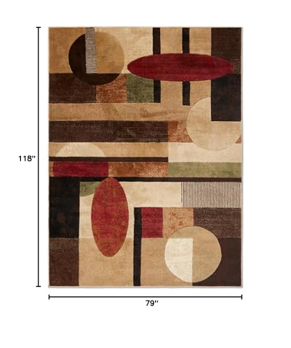 Home Dynamix Tribeca Jasmine Modern Area Rug, Abstract Brown/Green 6'7"x9'10"