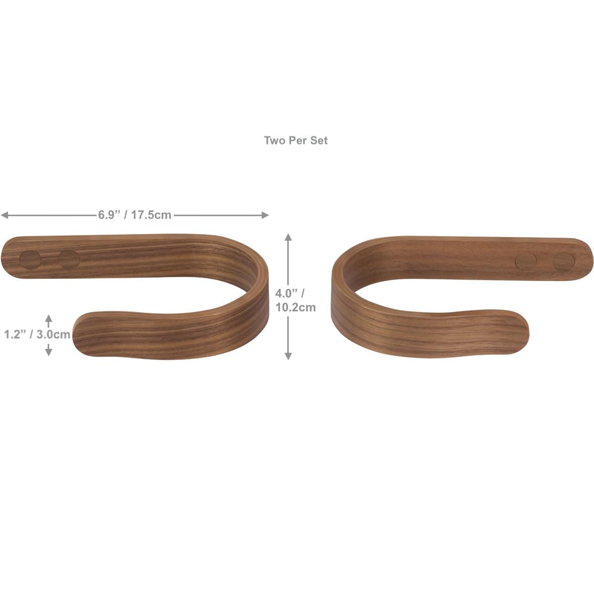 2 x Waveply Wood Curtain Holdbacks Plywood Drapery U Shaped Hook Tiebacks for Wall (Walnut)