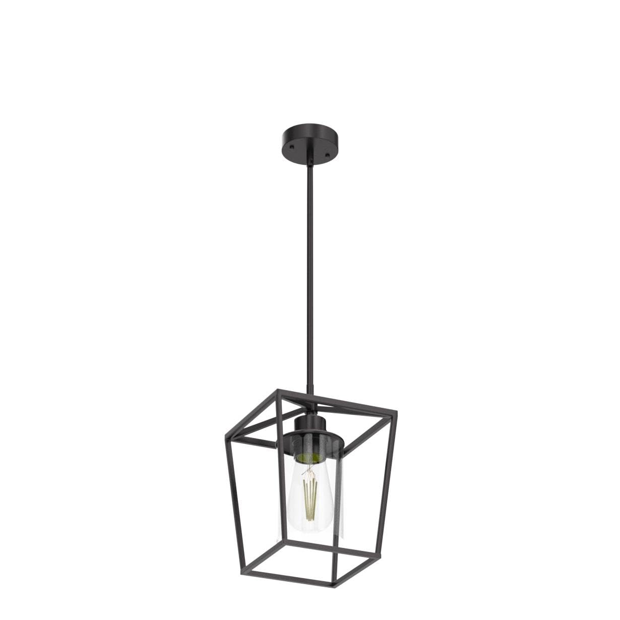 GZJunYo Black Pendant Lights Kitchen Island, 1-Light Farmhouse Kitchen Pendant Lighting Over Island, Metal Cage Island Hanging Lights for Kitchen, Dining Room, Entryway, Hallway, Foyer