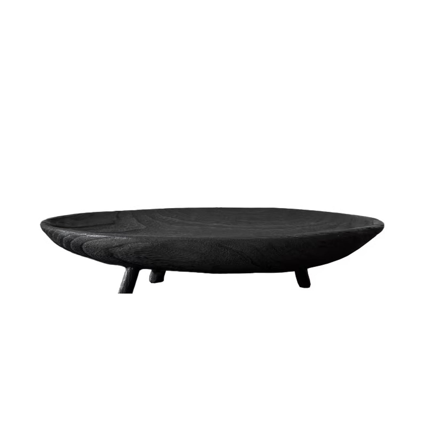 Wooden Tray with Key Bowl， 17.7 Inch Oval Decorative Tray for Coffee Table & Entryway， Black & Dark Brown Decorative Bowl (Black)