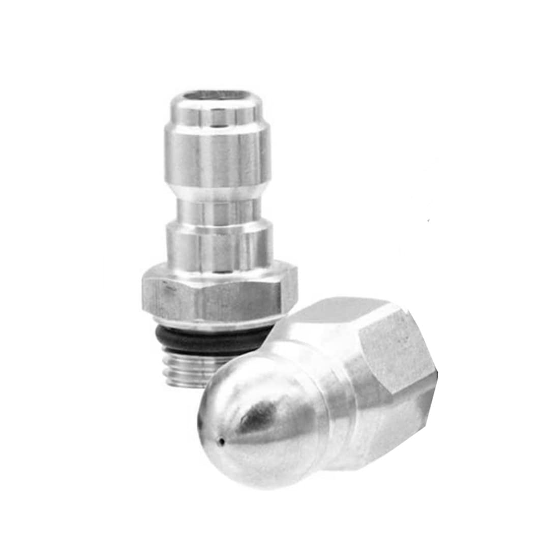 MIZORLIE (2 Sets) Pressure Washer Sewer Jetter Nozzle with Stainless Steel, Mini Compact Durable Sewer Jet Nozzle,Pressure Drain Jetter Hose Nozzle,1/4'' Quickly Connector, 5000 PSI