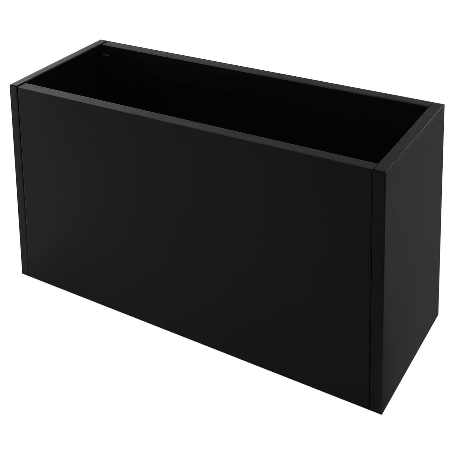 QUEMARQUE Metal Planter Box, 38 * 12 * 24In Rectangular Planters with Removable Insert Shelf, Heavy Duty Steel Planter Box with Drain Holes for Porch, Garden, Patio, Yard (Black)