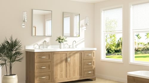 TETOTE Brushed Nickel Bathroom Mirror 24" x 30" Rectangle Beveled Frame Bathroom Vanity Mirror for Over Sink Brushed Nickel, Tempered Glass, Stronger Frame, Modern Farmhouse Bedroom, Entryway