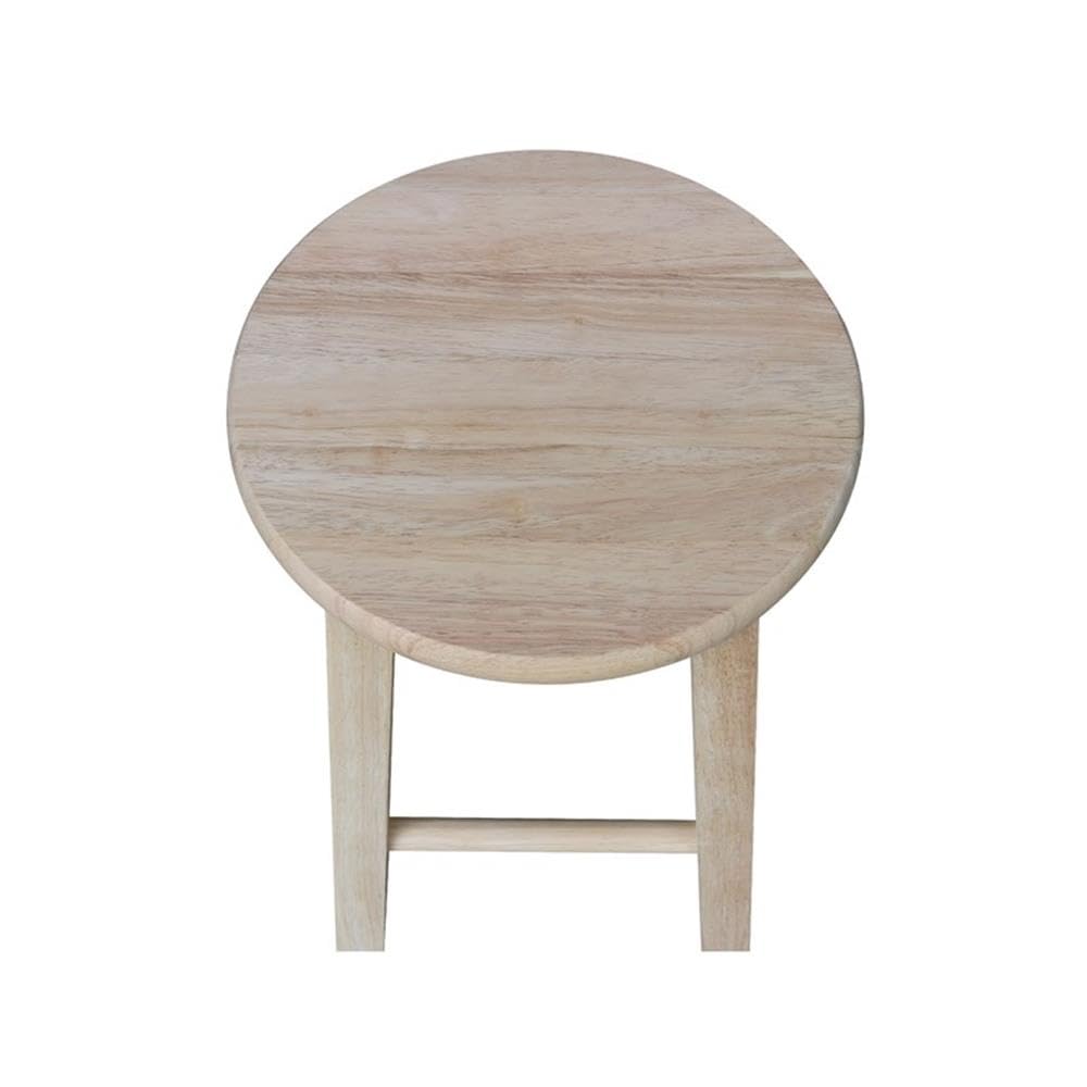International Concepts Round Top Stool, 18-Inch Seat Height, Solid Parawood, Unfinished