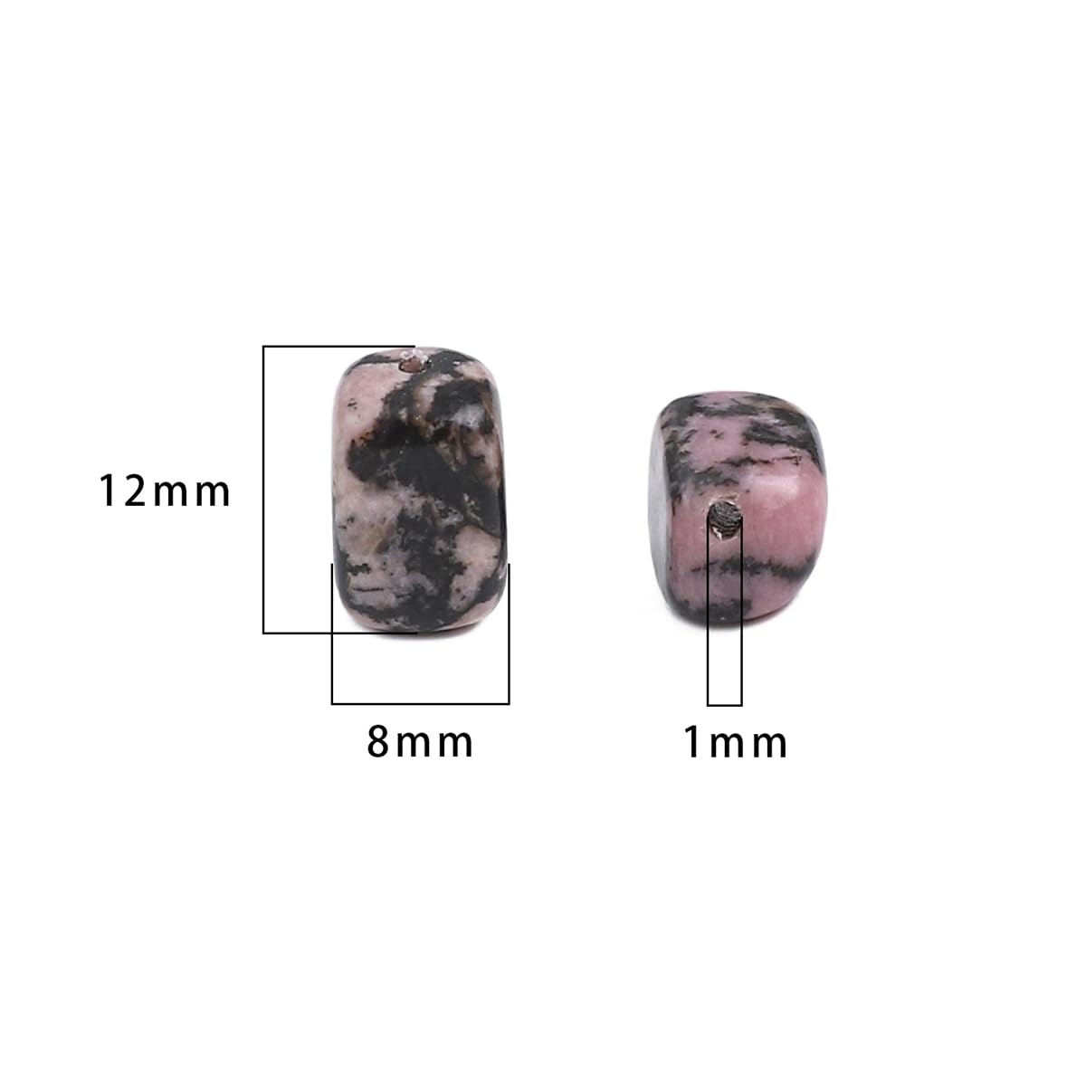 BEADIA Natural Rhodochrosite Cuboid Stone Loose Semi Gemstone Beads for Jewelry Making 8mmx12mm 38cm/Strand