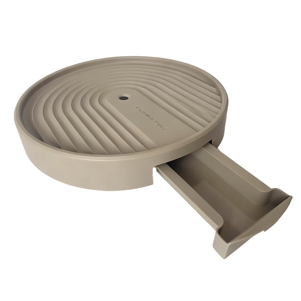 brilliant choice Flower Pot Rolling Plant Caddy with Hidden Drain Reservoir, Large Round Planter Tray with Brake Wheels(Mocha)