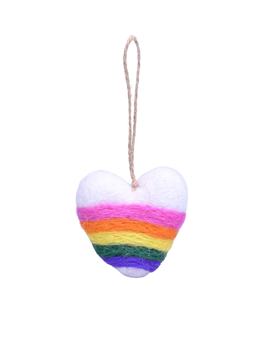 The Collection Royal Handmade Wool Felt Christmas Ornaments for Tree, Wall Hanging Decoration Charms Heart
