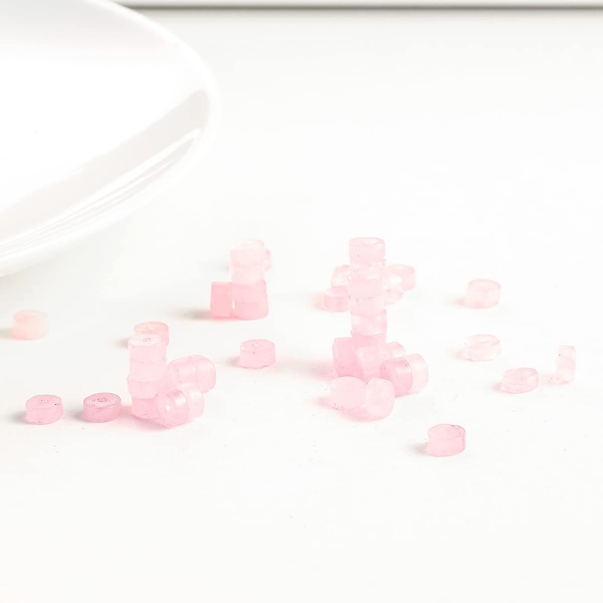 Natural Rose Quartz Stone Spacer Beads 6x3mm 38cm/str Flat Round Loose Semi Gemstone Caps for Making Bracelets Necklace