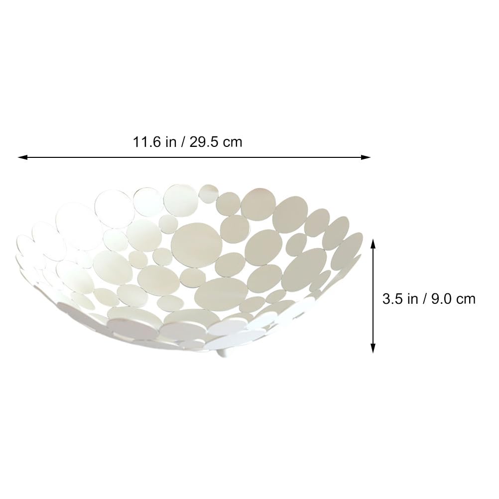 TOPBATHY Metal Fruit Bowl, Decorative Petal Shaped Iron Arts Basket, Countertop Storage Bowls for Fruit, Vegetable, Snack (White)