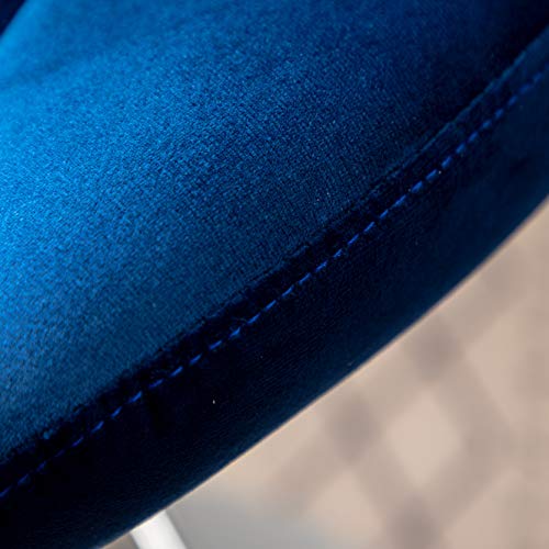 Roundhill Furniture Ellston Velvet Adjustable Swivel Barstools in Blue, Set of 2