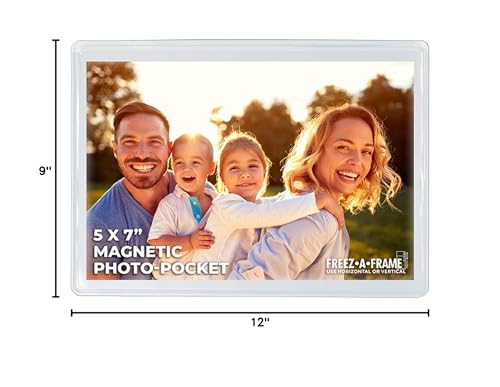 Freez-A-Frame Clear Magnetic Picture Frames For Refrigerator School Locker, or any Magnetic Surface 16 Pack Holds (2) 5 x 7 (4) 4 x 6 (10) 2.5 x 3.5 Exclusive Photo Pockets