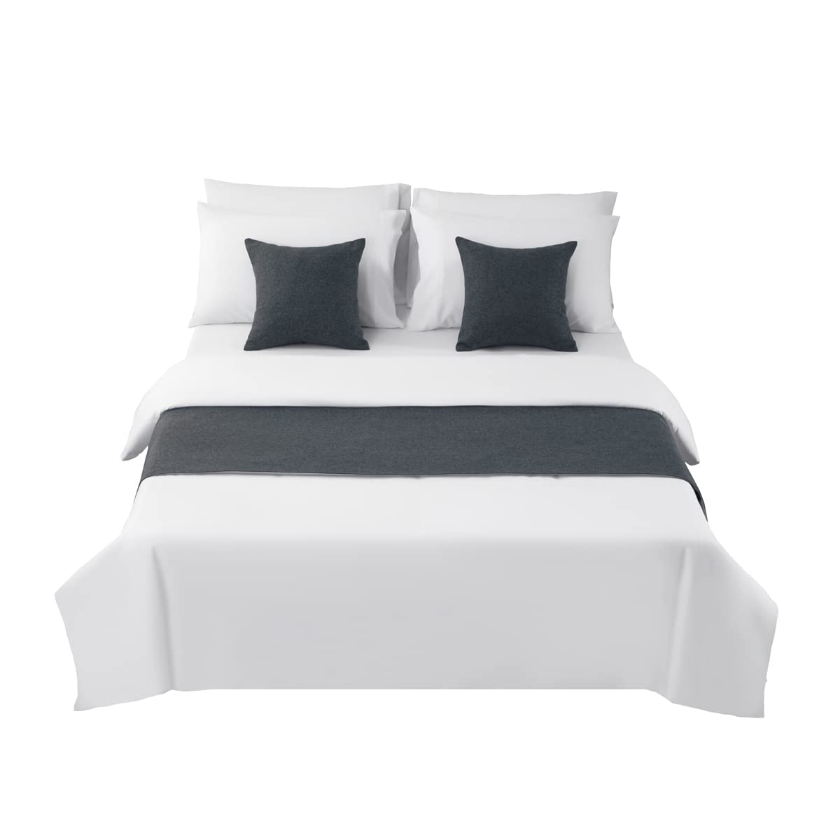 AMBERIS Bed Runner Dark Grey, Imitation Linen Decorative Bed Scarf for Home Hotel (Pillowcases Sold Separately)