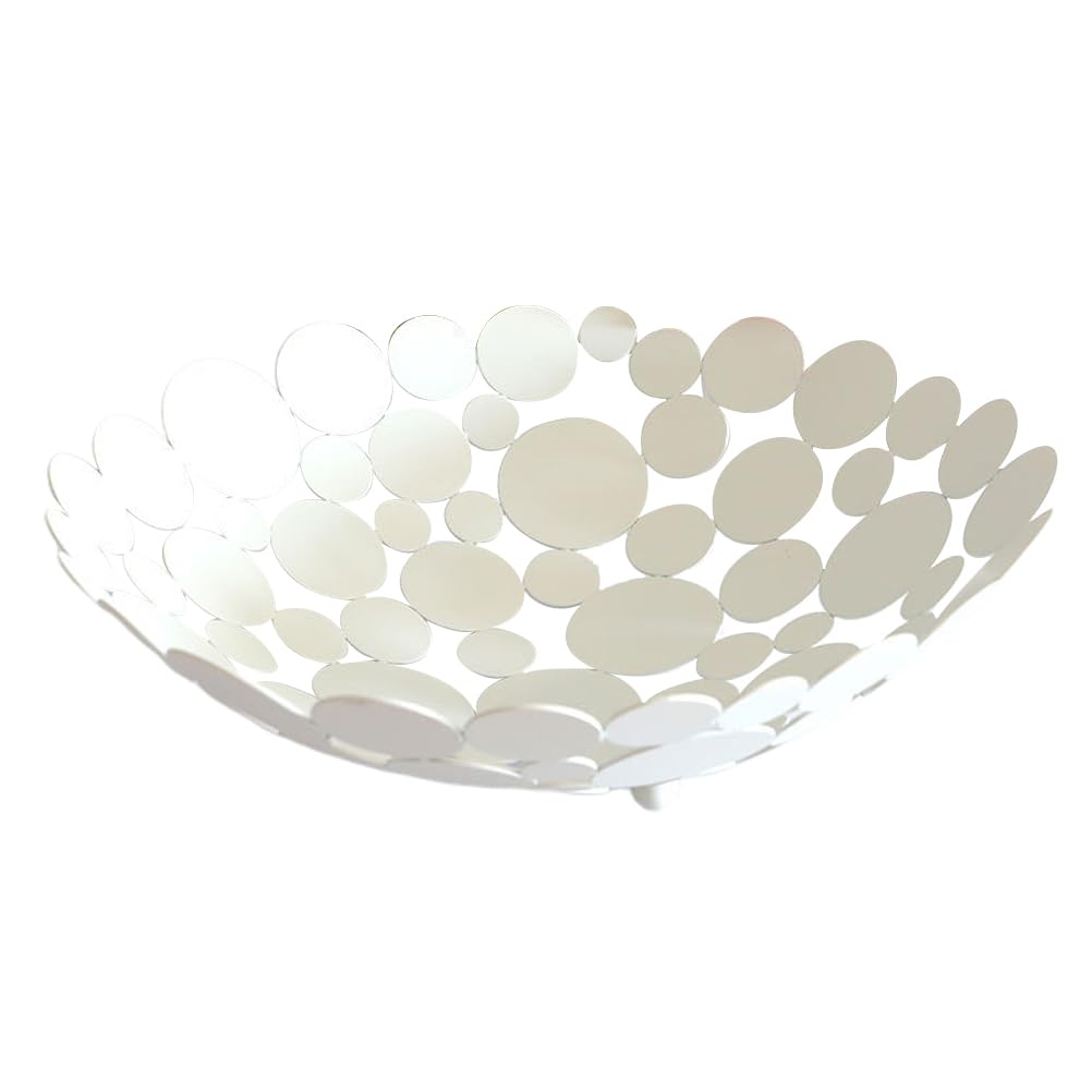 TOPBATHY Metal Fruit Bowl, Decorative Petal Shaped Iron Arts Basket, Countertop Storage Bowls for Fruit, Vegetable, Snack (White)