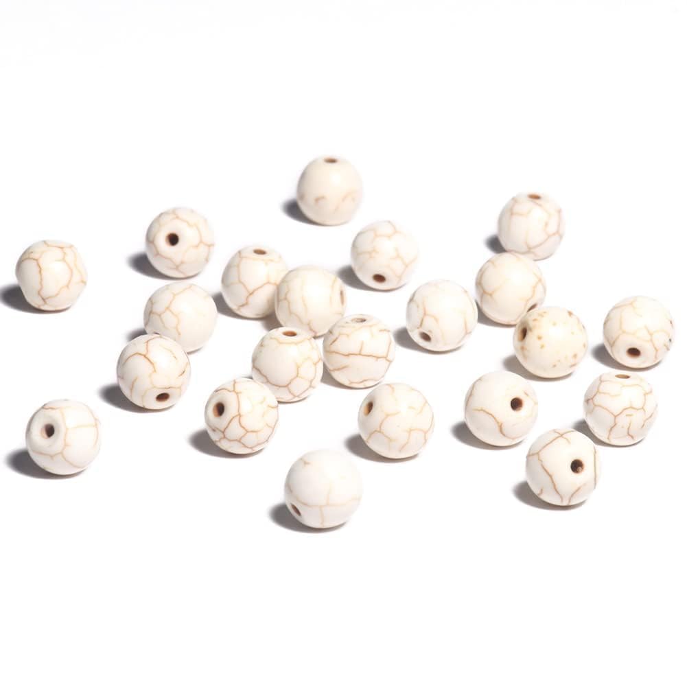 Yochus 60pcs White Turquoises Beads，6mm Healing Power Natural Stone Round Loose Beads for Jewelry Making Earring Necklace DIY Crafts
