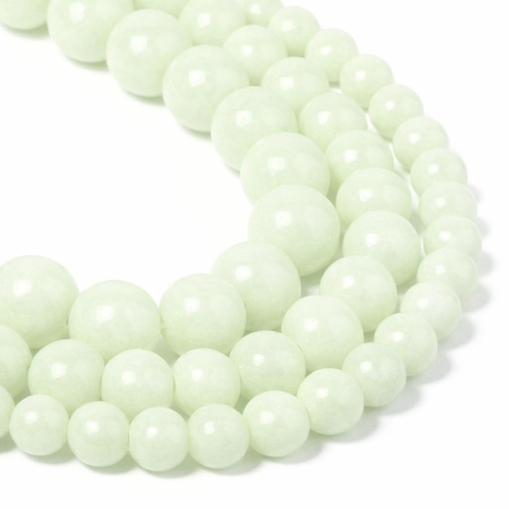 Yochus 60pcs Blue Luminous Beads，6mm Glow in The Dark Natural Stone Round Loose Beads for Jewelry Making Earring Necklace DIY Crafts
