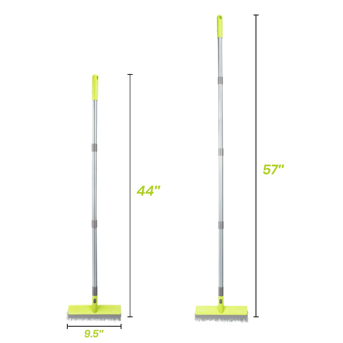 Floor Scrub Brush 2 in 1 Scrape and Stiff Bristle Deck Brush for Cleaning Concrete, Patio, Garage, Kitchen, Carpet and Bathroom 57" Long Handle