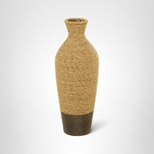 Deco 79 Seagrass Handmade Decorative Vase Tall Woven Floor Centerpiece Vase, Vase for Home Decoration 10" x 10" x 28", Brown