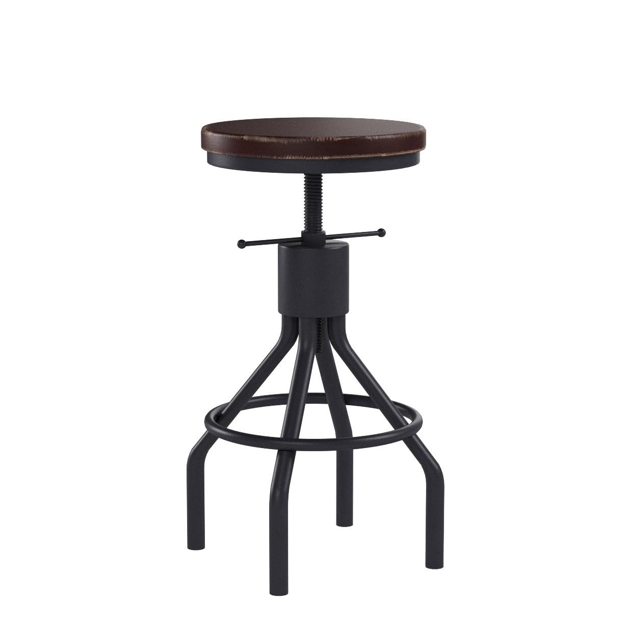 Industrial Bar Stool-Set of 2-Swivel Counter Coffee Chair-Extra Pub Height Adjustable 22-33 inch