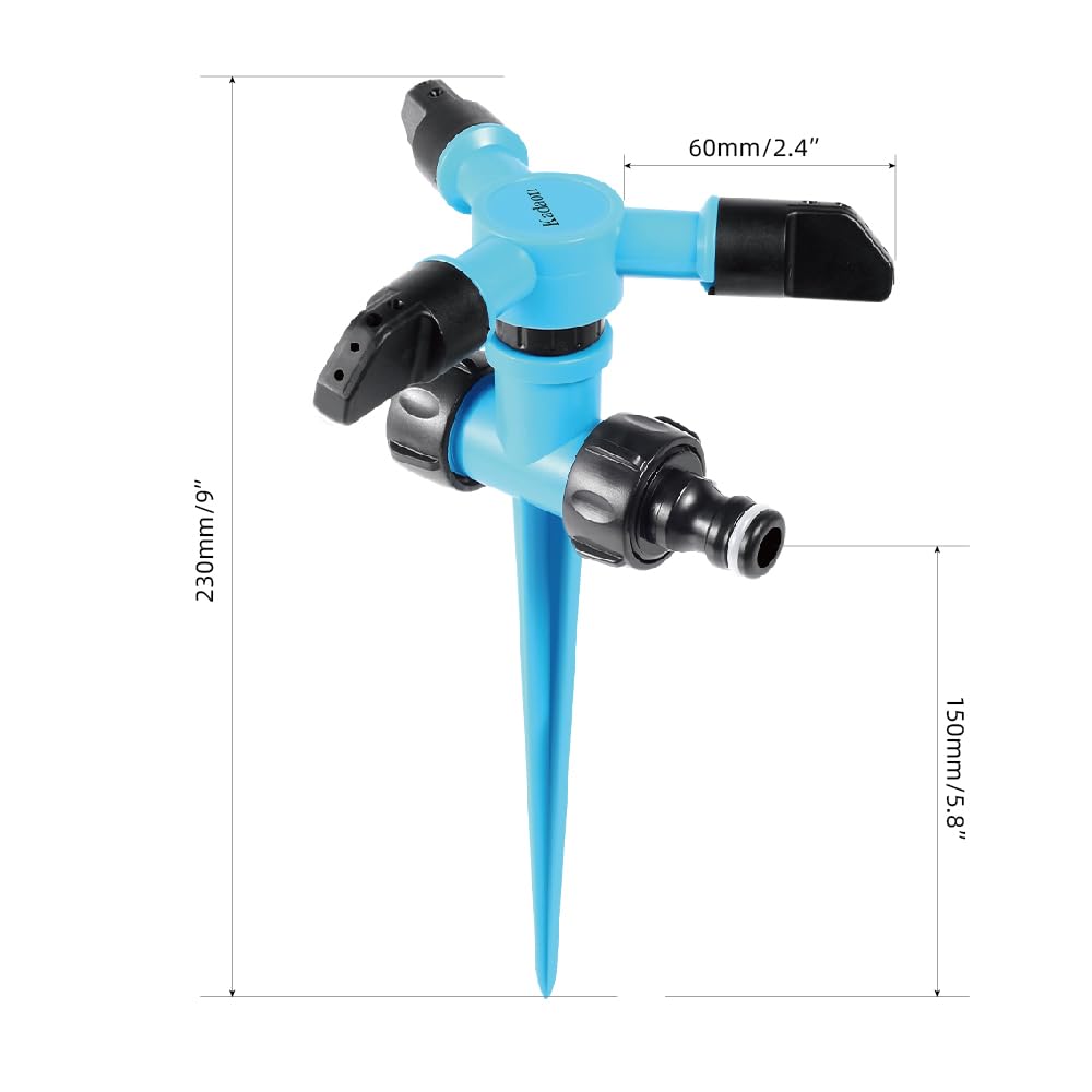 Kadaon Garden Sprinkler, 360 Degree Rotating Lawn Sprinkler Large Area Coverage - Adjustable, Weighted Gardening Watering System