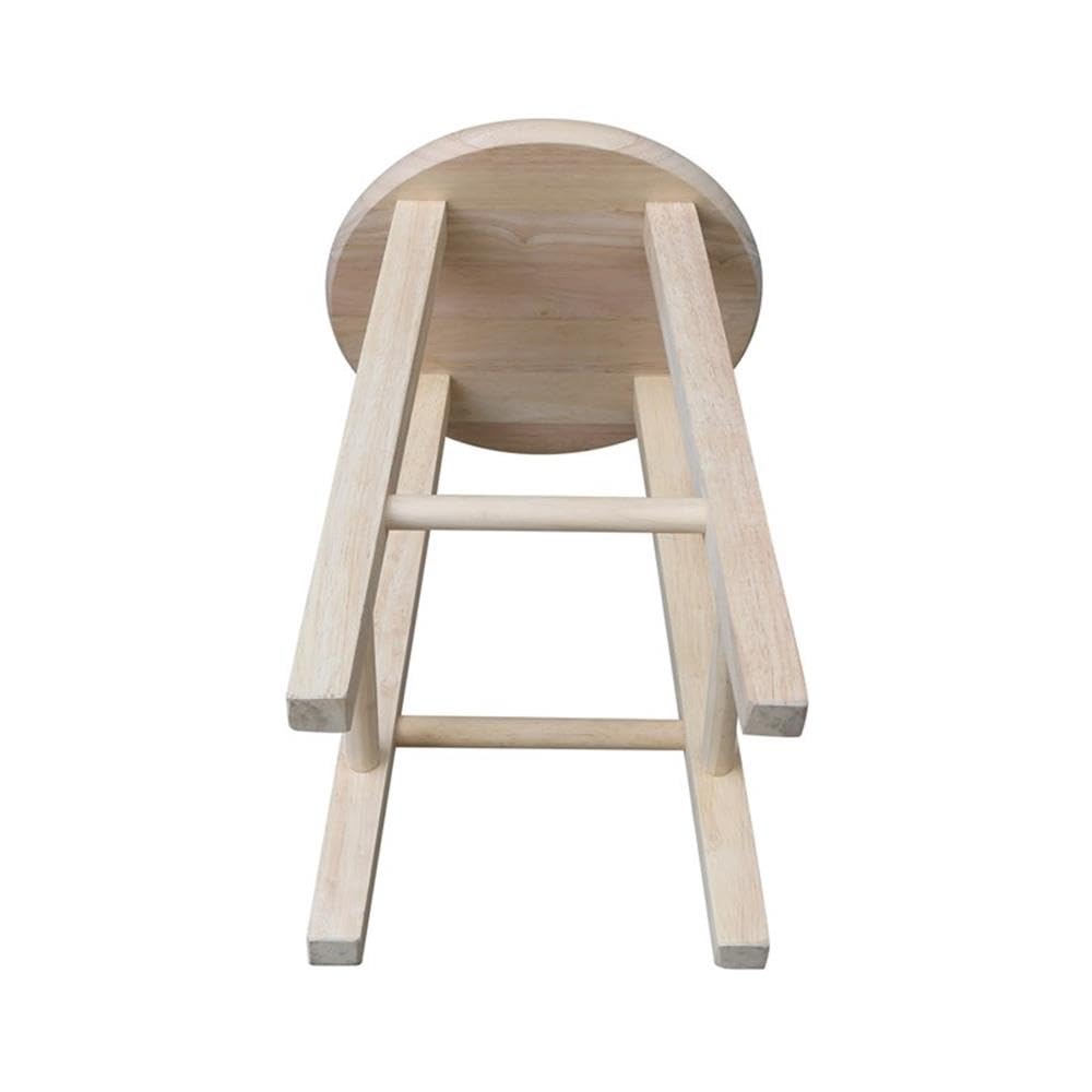 International Concepts Round Top Stool, 18-Inch Seat Height, Solid Parawood, Unfinished
