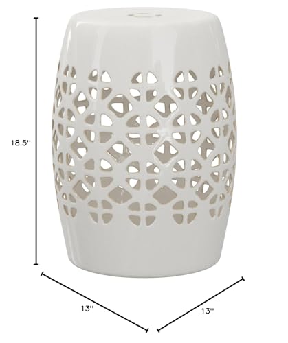 Safavieh Castle Gardens Collection Circle Lattice White Ceramic Garden Stool