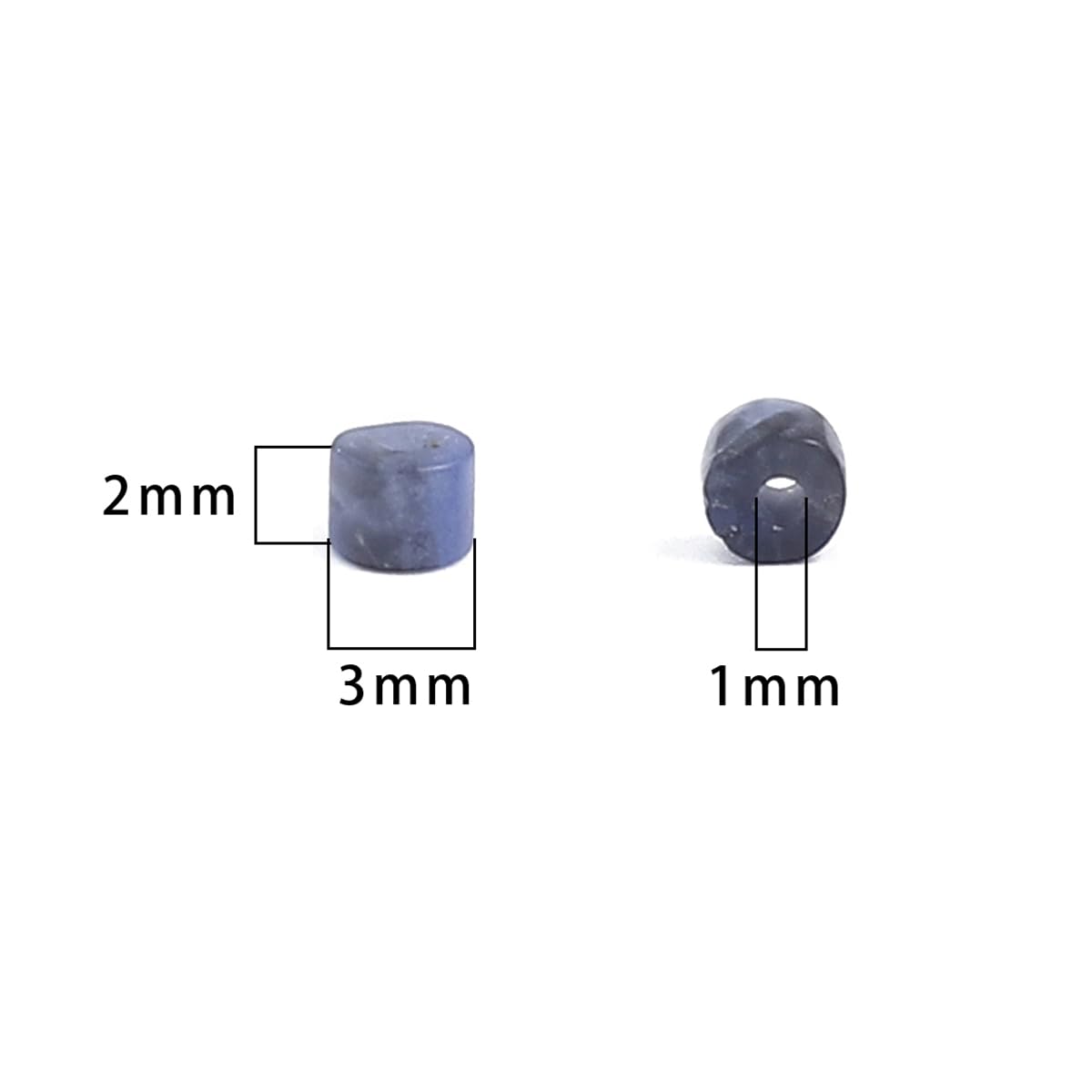 BEADIA Natural Blue Sodalite Spacer Beads Caps Flat Round Loose Beads for Beading Jewelry Making 3mmx2mm 38cm