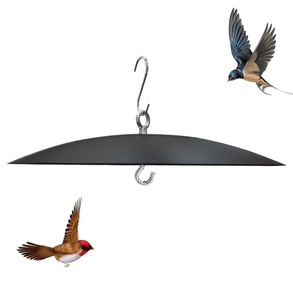 Bird Feeder Baffle, Guard for Bird Houses,13 inch Metal Hanging Baffle Weather Guard Cover for Outside Black