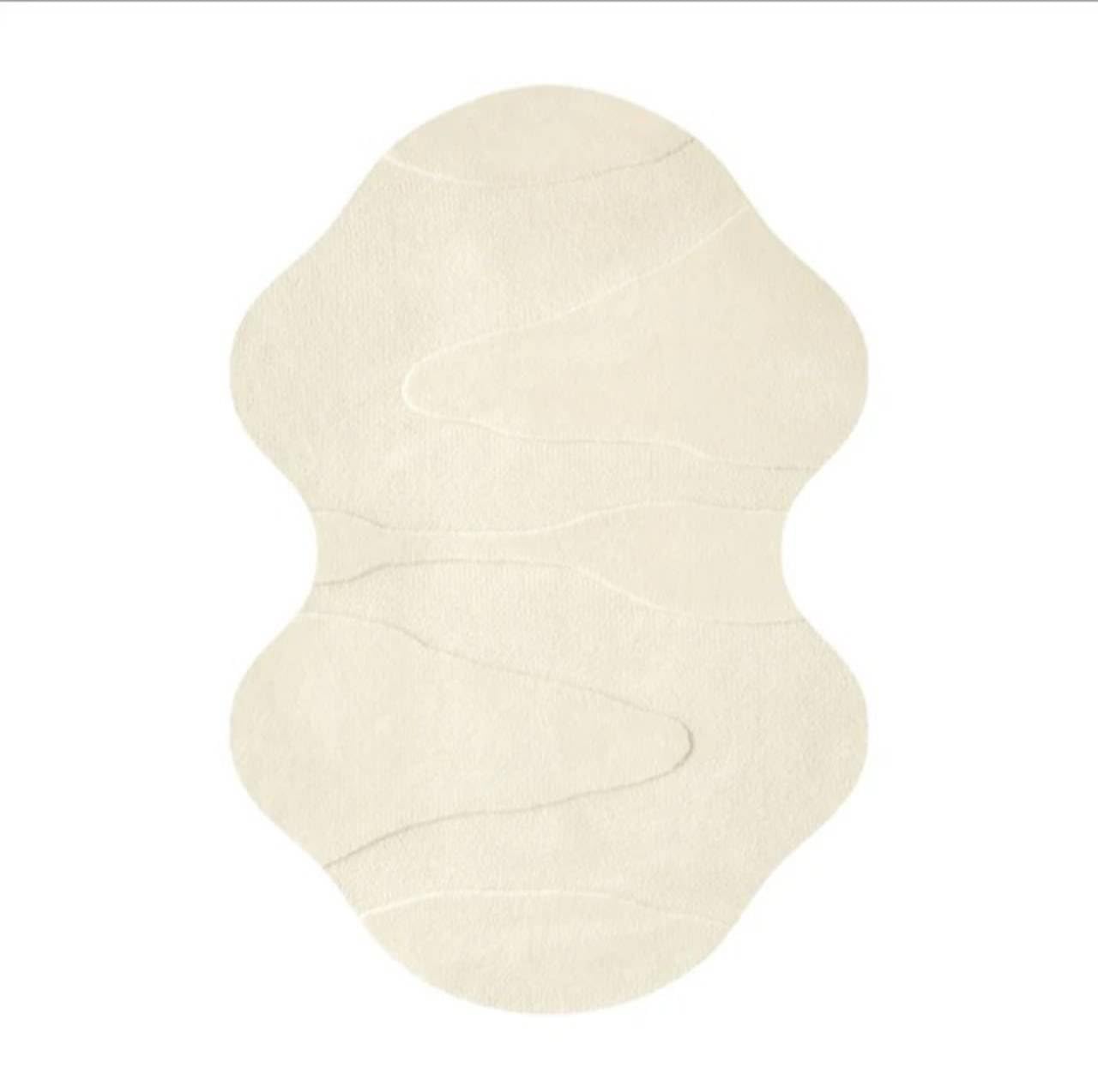 TTC THREAD & TEXTURE CARPET Crafted with Care: Premium Hand-Tufted Wool Carpets Irregular Shaped Handmade Area Rugs, Living Room, Bedroom 3' x 5' (U-Shape) White3