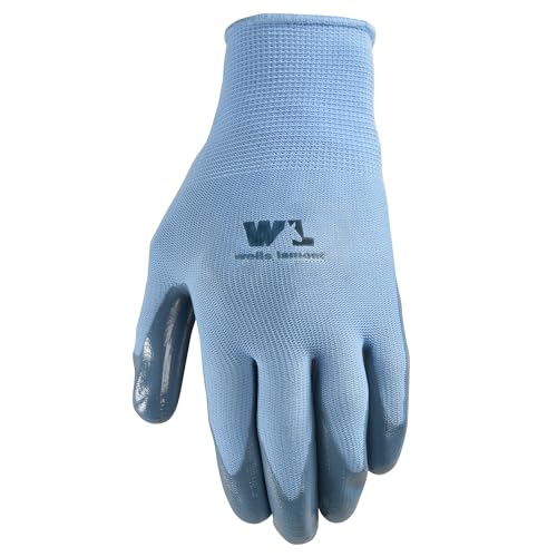 Wells Lamont Women's Blue Nitrile Coated Work and Gardening Gloves, Medium (497M-400)