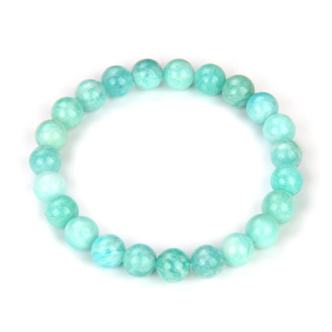 Adabele Real Natural Grade A Blue-Green Russian Amazonite Gemstone Beaded Bracelet 7.5 Inch Stretch Chakra Healing Crystal Stone Jewelry Women Mom Gift (Unisex) GB6-B61