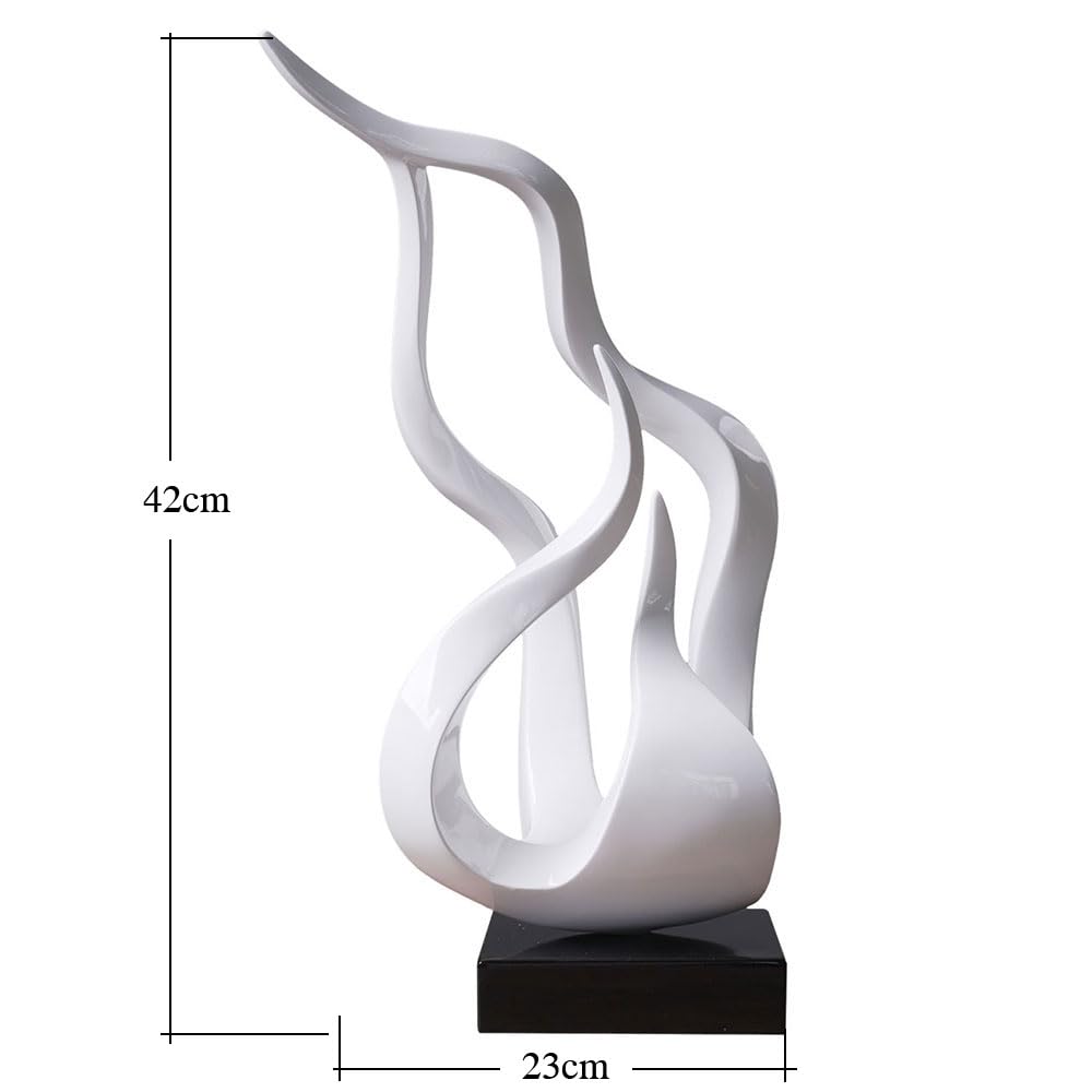 NENBOLEC Abstract Sculpture Decor Modern Art Gift Holy Flame Figurine Statue for Home Office Living Dining Room White 16.5 Inch