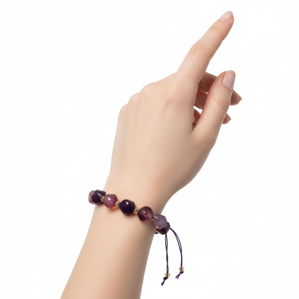 Yochus 42pcs Natural Purple Striped Agate Stone Beads for Bracelet，2strands 6mm Facted Twist Loose Gemstone Beads for Jewelry Making DIY Craft Necklace Earring